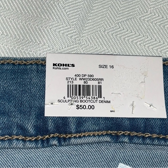 Nine West Sculpting Denim High Rise Bootcut‎ Medium Wash Denim Jeans Size 16 New - Picture 4 of 16